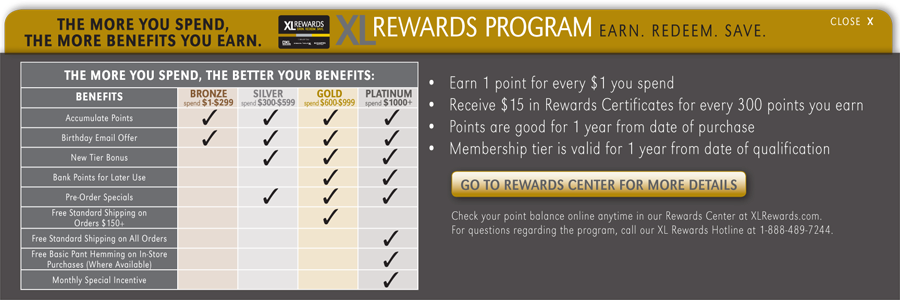 THE MORE YOU SPEND, THE MORE BENEFITS YOU EARN. | XL REWARDS PROGRAM | EARN. REDEEM. SAVE.