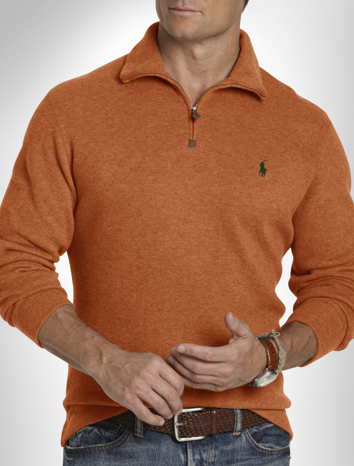 POLO HALF ZIP MOCK SWEATER