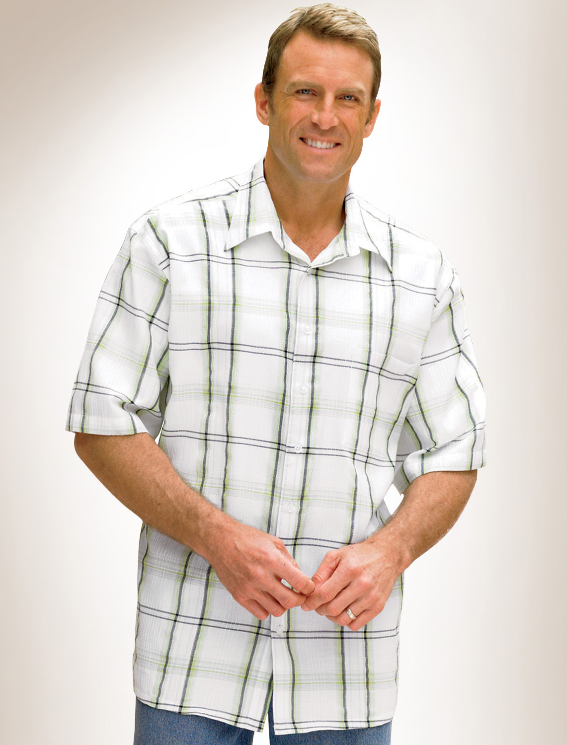 Harbor Bay Textured Plaid Sport Shirt