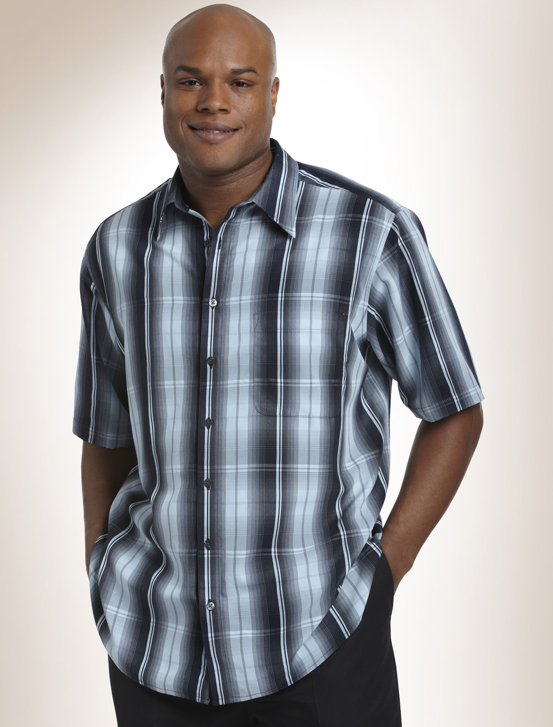 Synrgy Ombr Plaid Microfiber Sport Shirt
