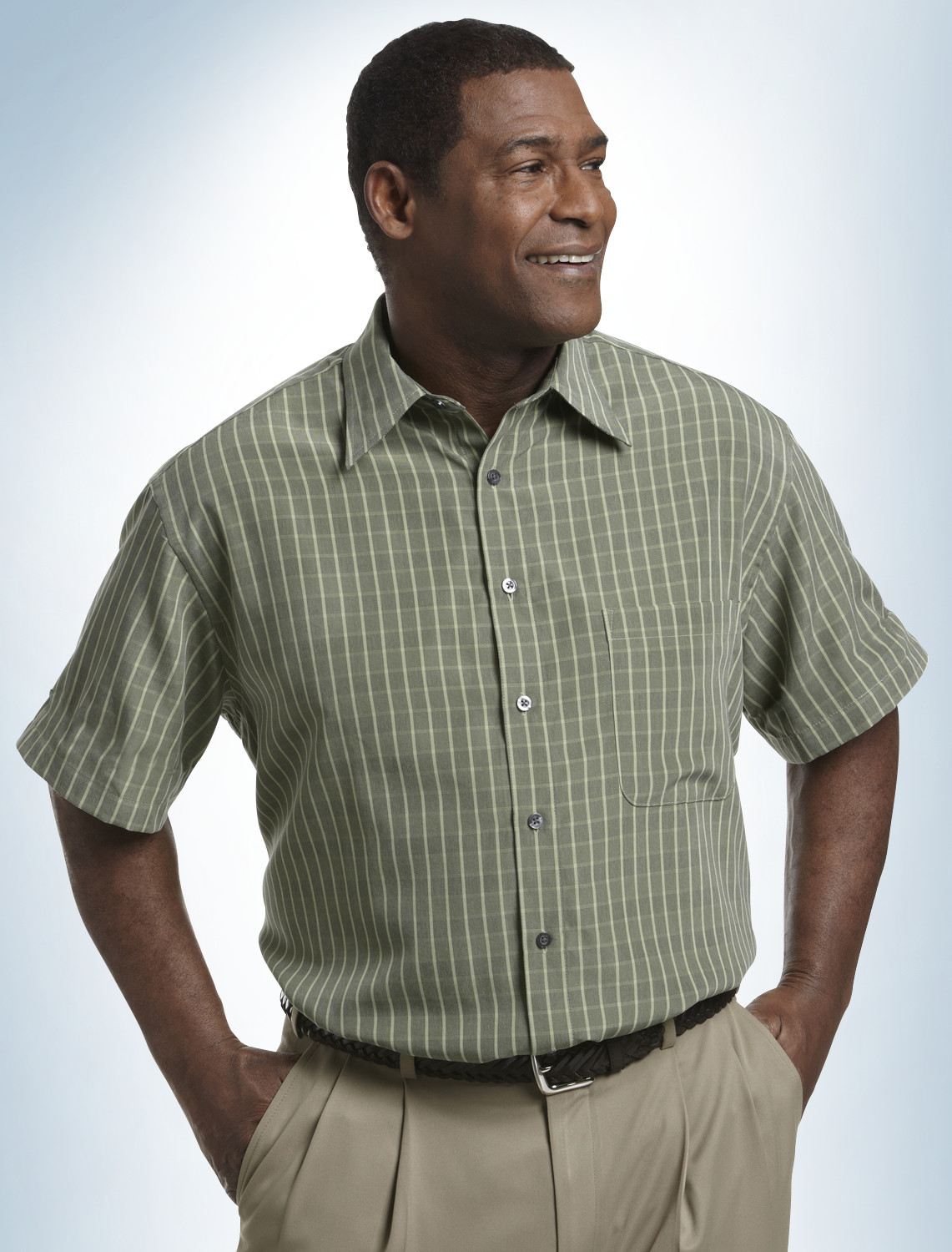 Canyon Ridge Tonal Windowpane Microfiber Sport Shirt