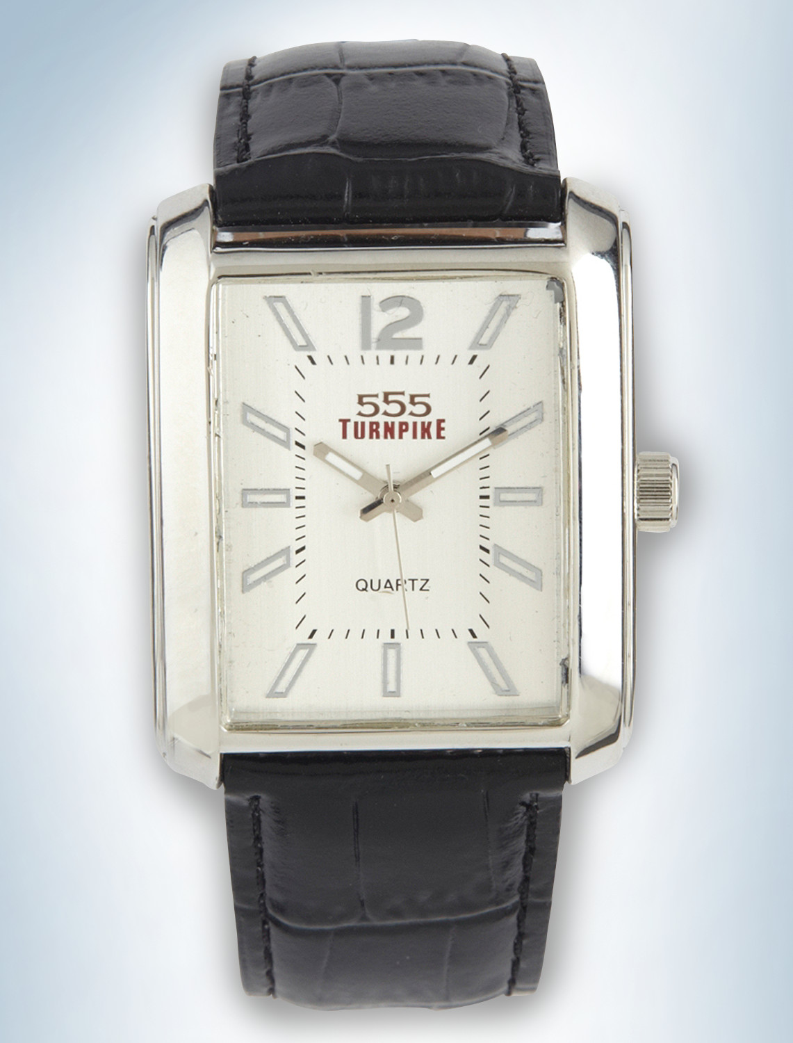 RECTNGULAR SLVR CASE BLK STRAP