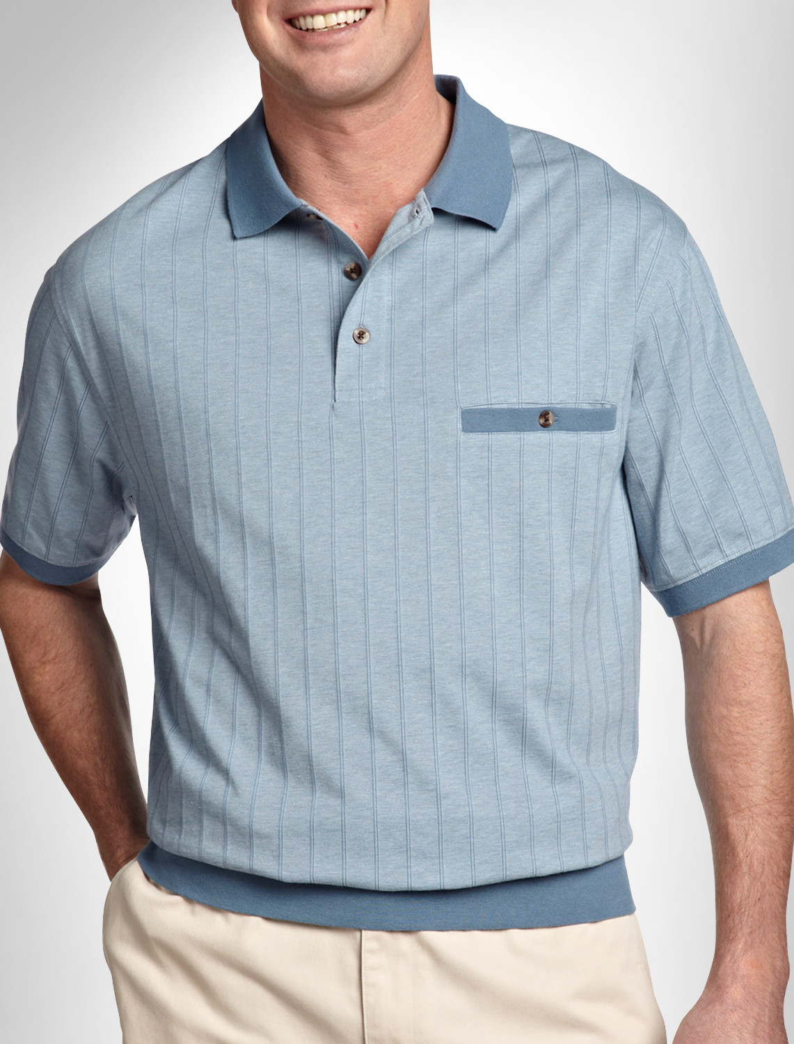 Harbor Bay® Vertical Stripe Banded-Bottom Shirt