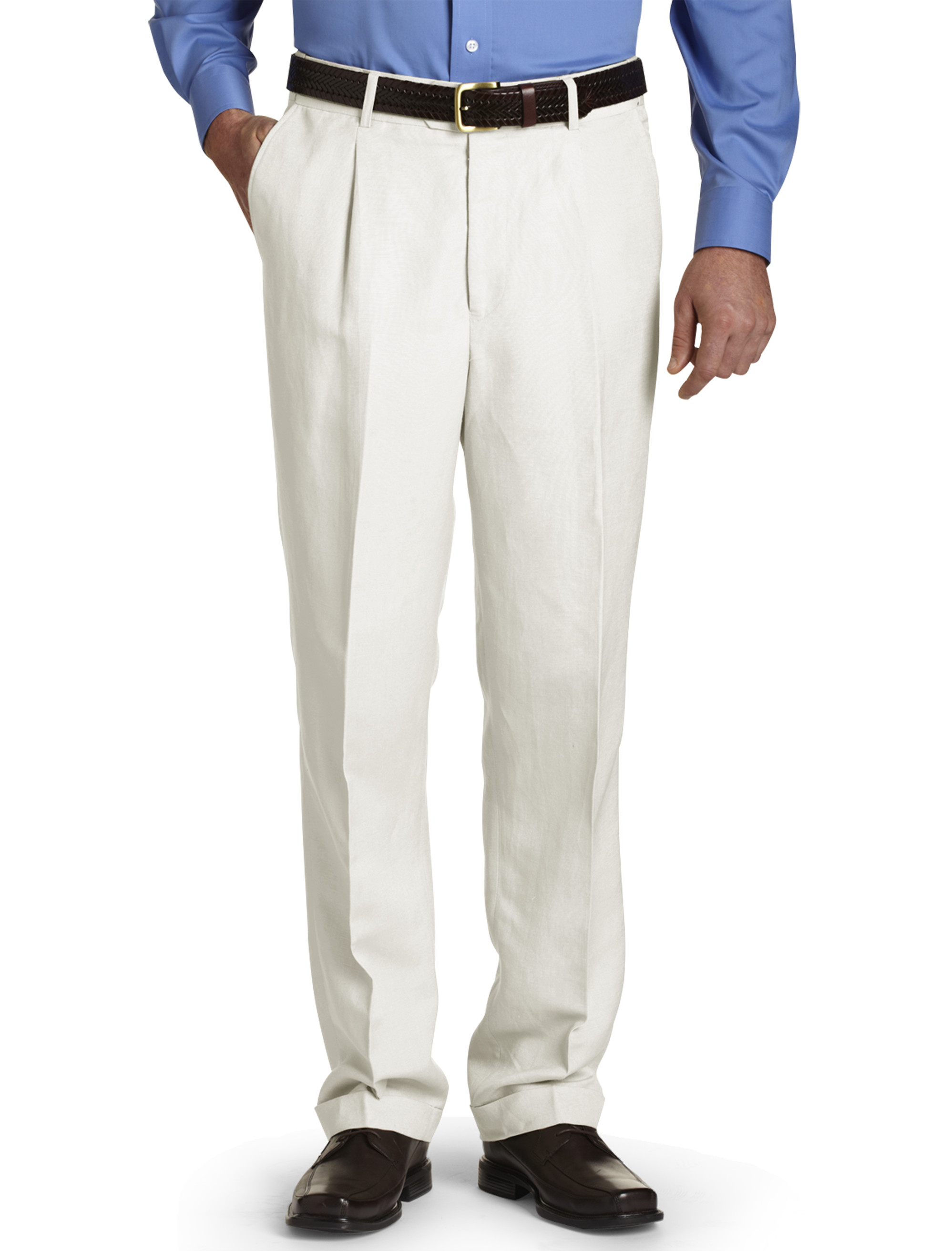 Oak Hill® Waist-Relaxer® Pleated Linen Suit Pants