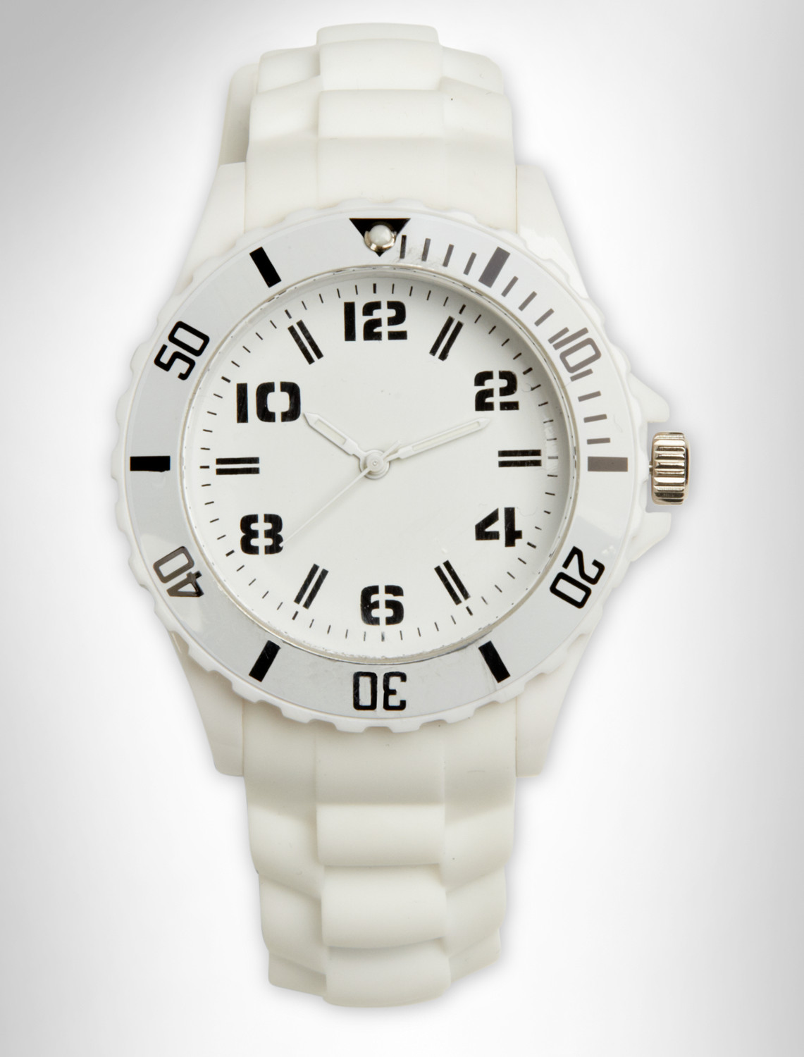 555 Wht Round Face Rubber Strap