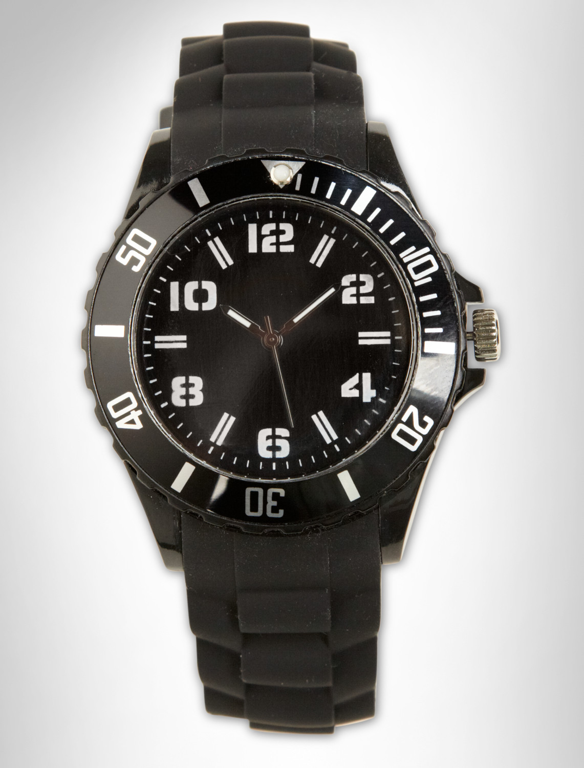 555 Blk Round Face Rubber Strap