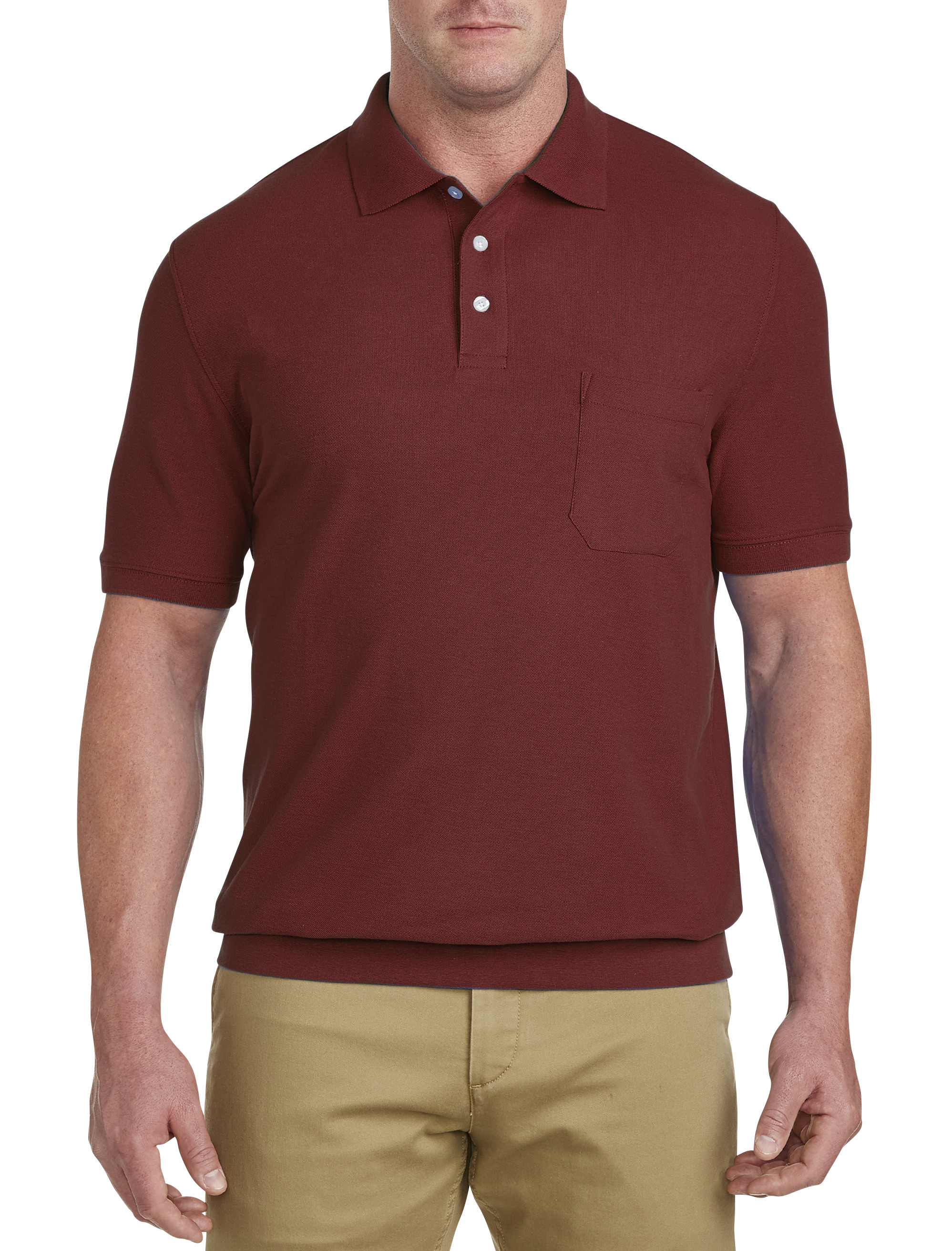 Harbor Bay BandedBottom Pique Polo Casual Male XL Big & Tall