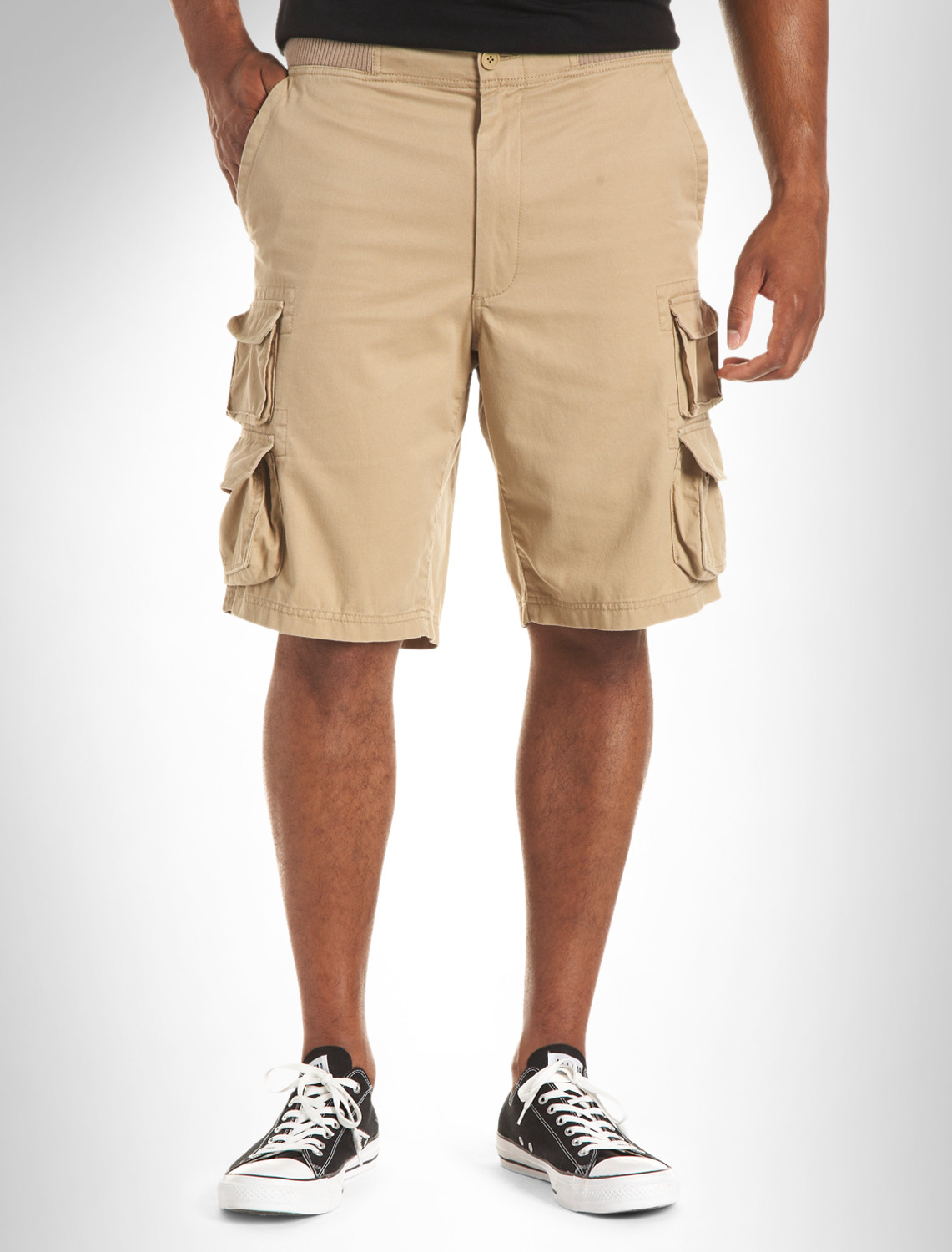 True Nation® Ribbed-Waist Cargo Shorts