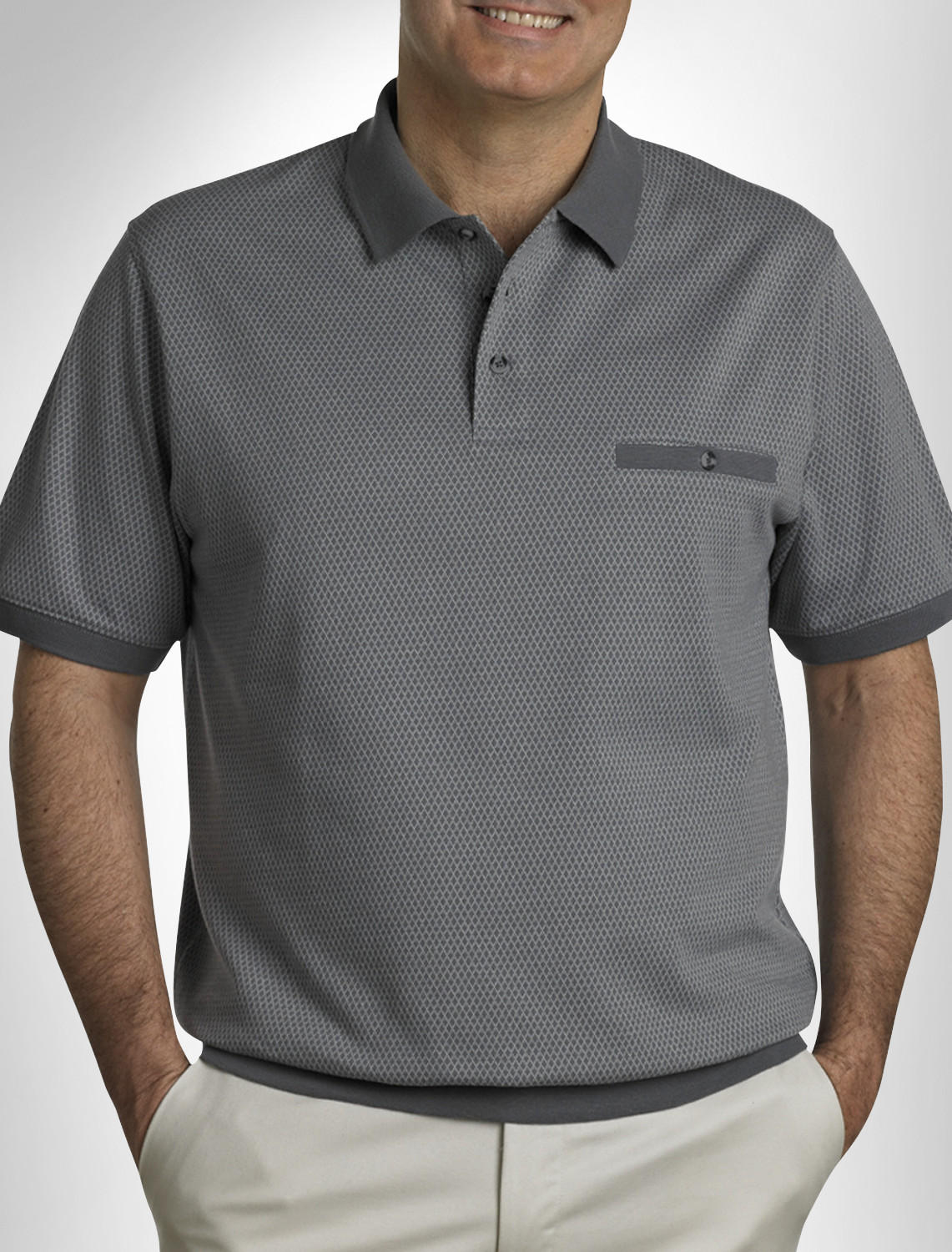 Harbor Bay® Small Diamond Banded-Bottom Polo