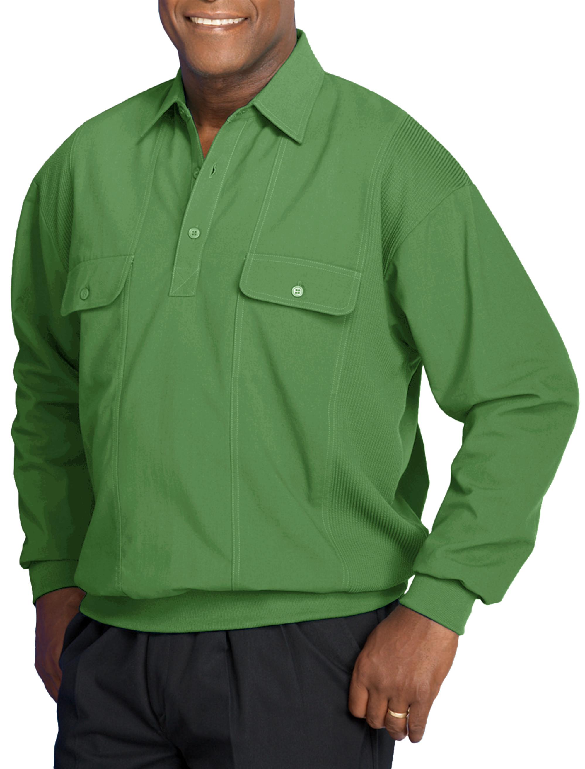 Harbor Bay LongSleeve Mesh Panel BandedBottom Shirt Casual Male XL eBay