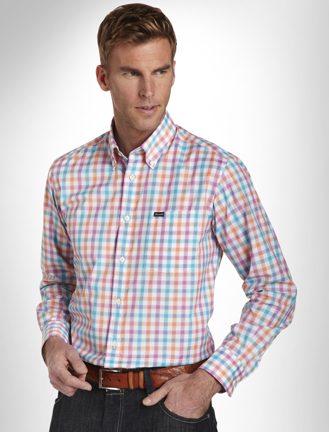 Faonnable Gingham Sport Shirt