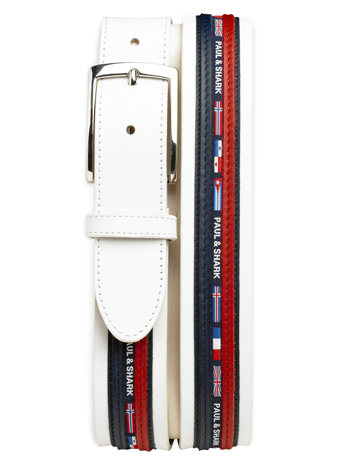 P&S White Ribboned Lthr Belt
