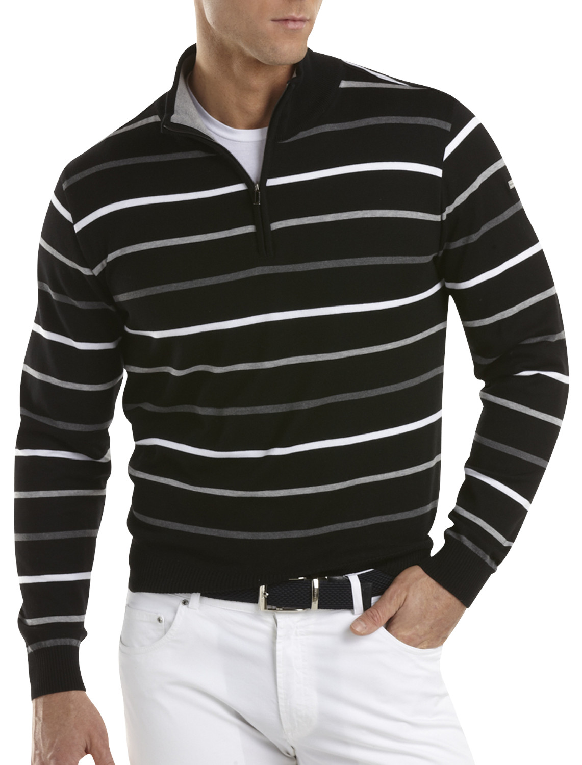 PS LS Stripe Zip Mock