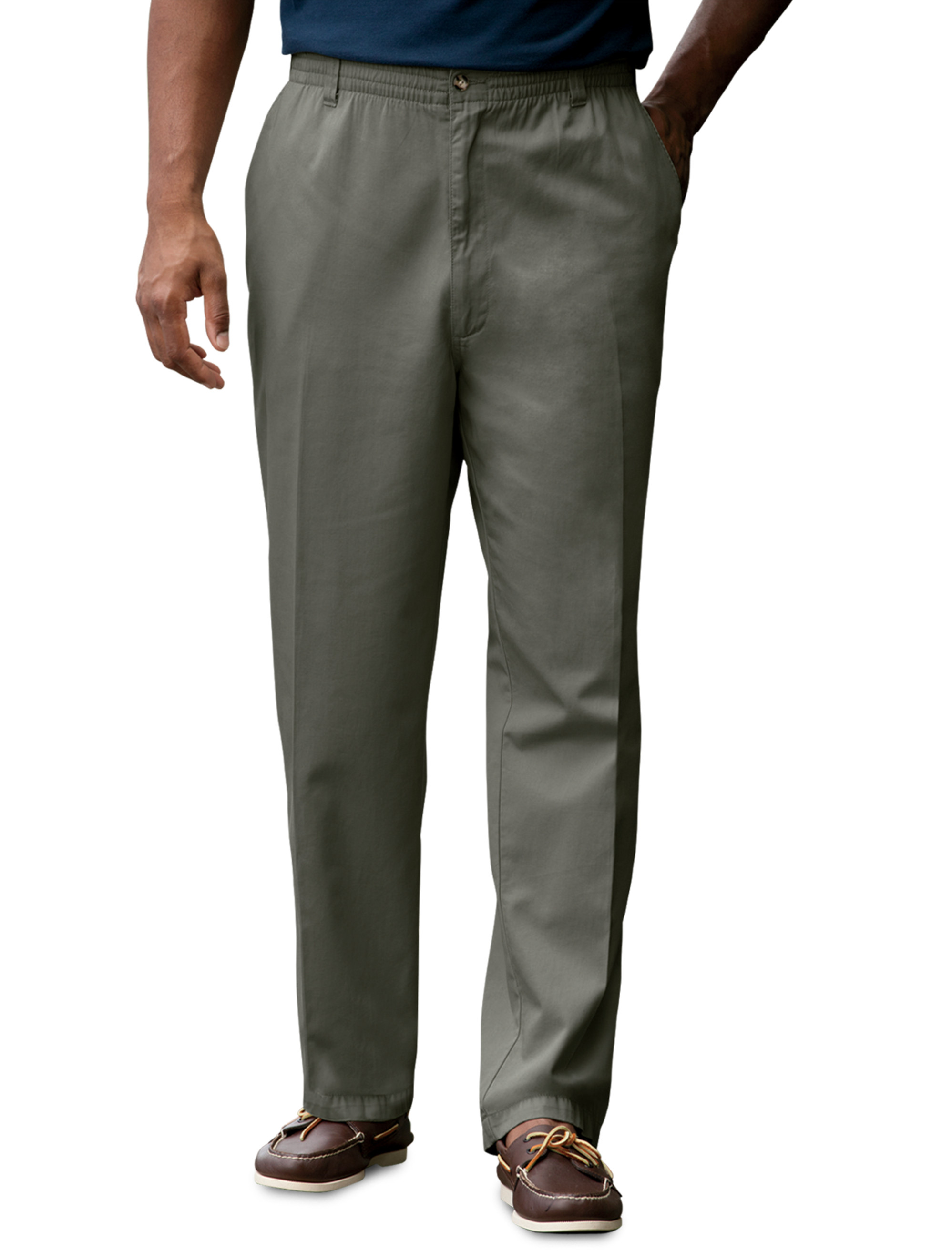 Harbor Bay Elastic-Waist Twill Pants Casual Male XL Big & Tall | eBay