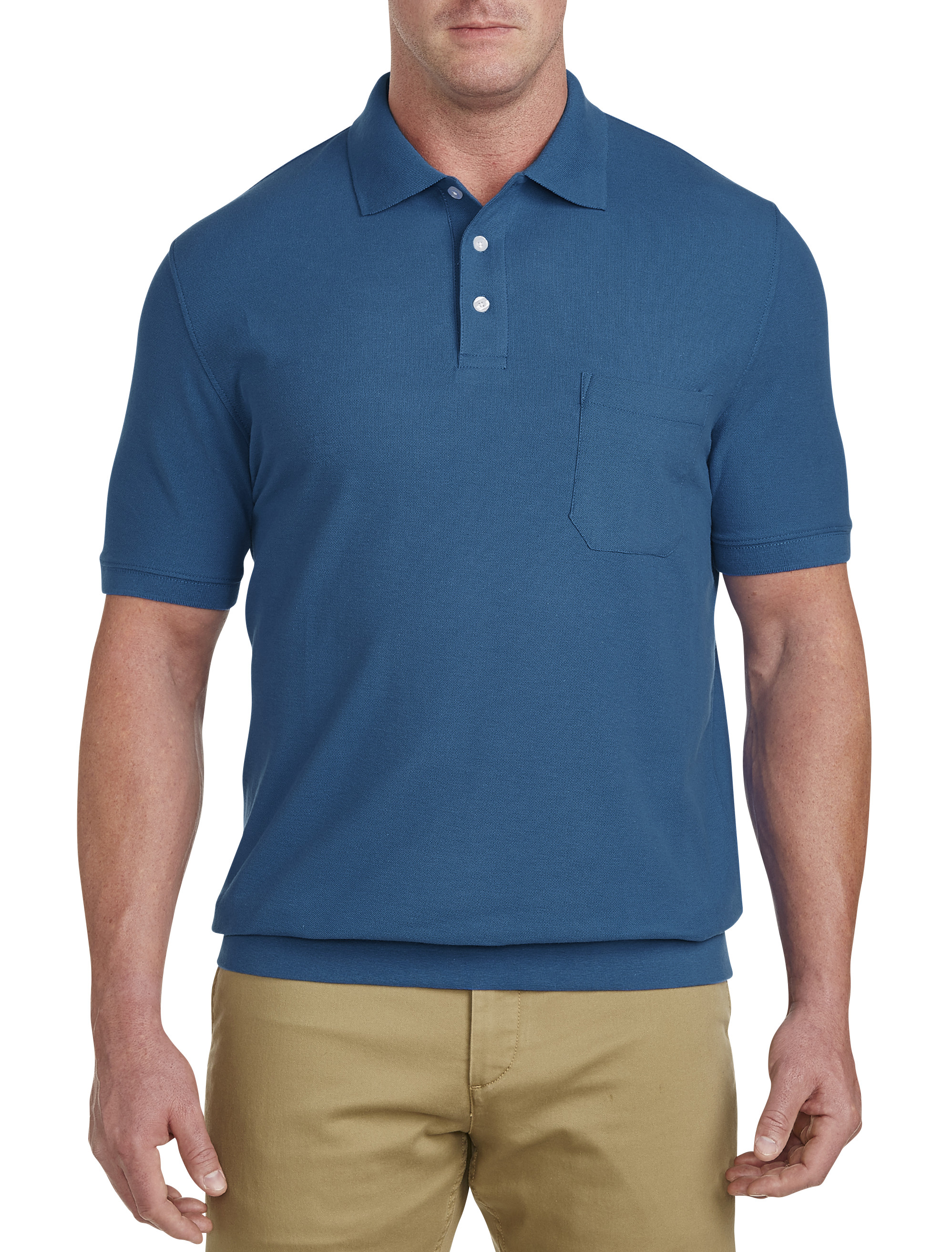 Harbor Bay Banded-Bottom Pique Polo Casual Male XL Big & Tall