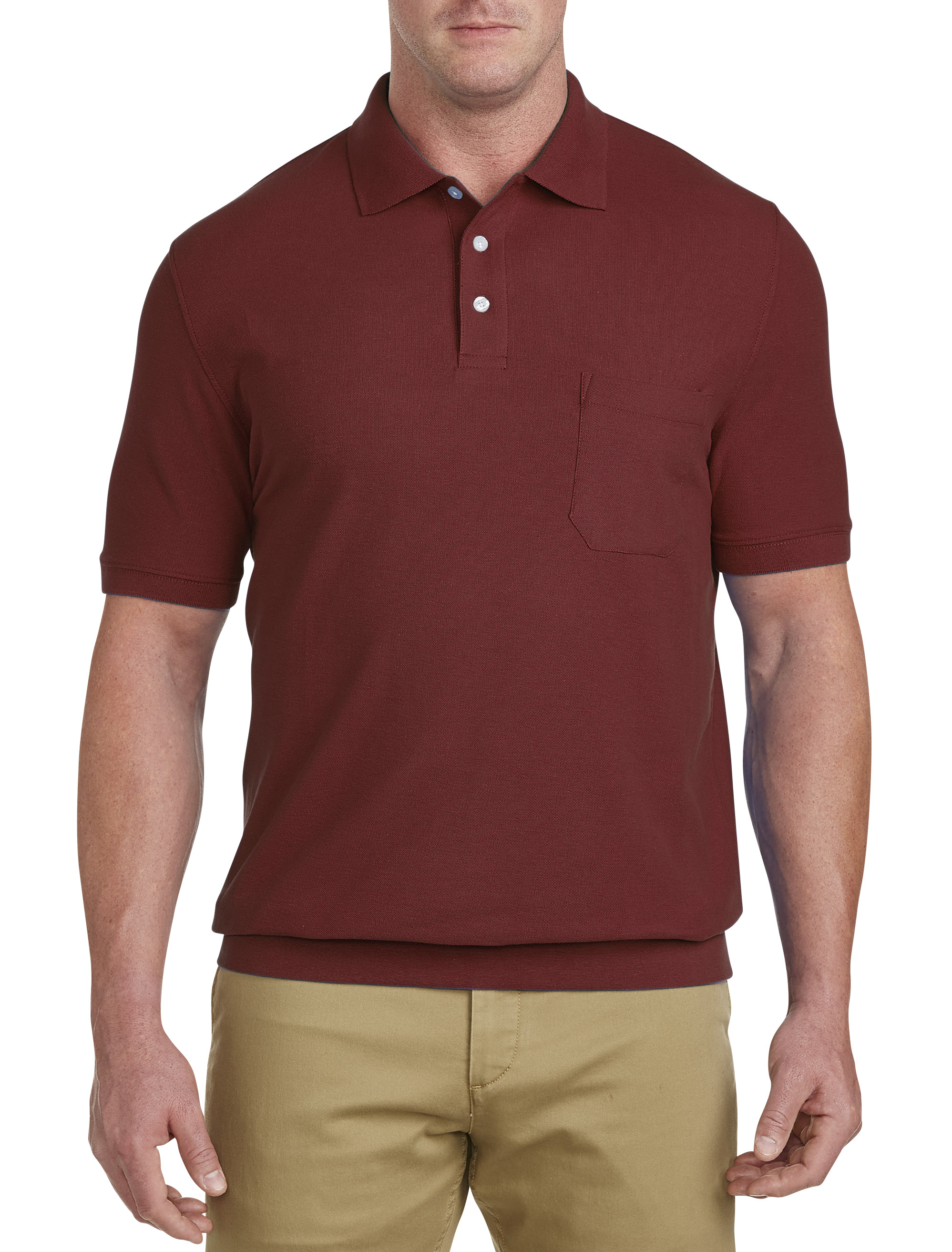 Harbor Bay Banded-Bottom Pique Polo Casual Male XL Big & Tall