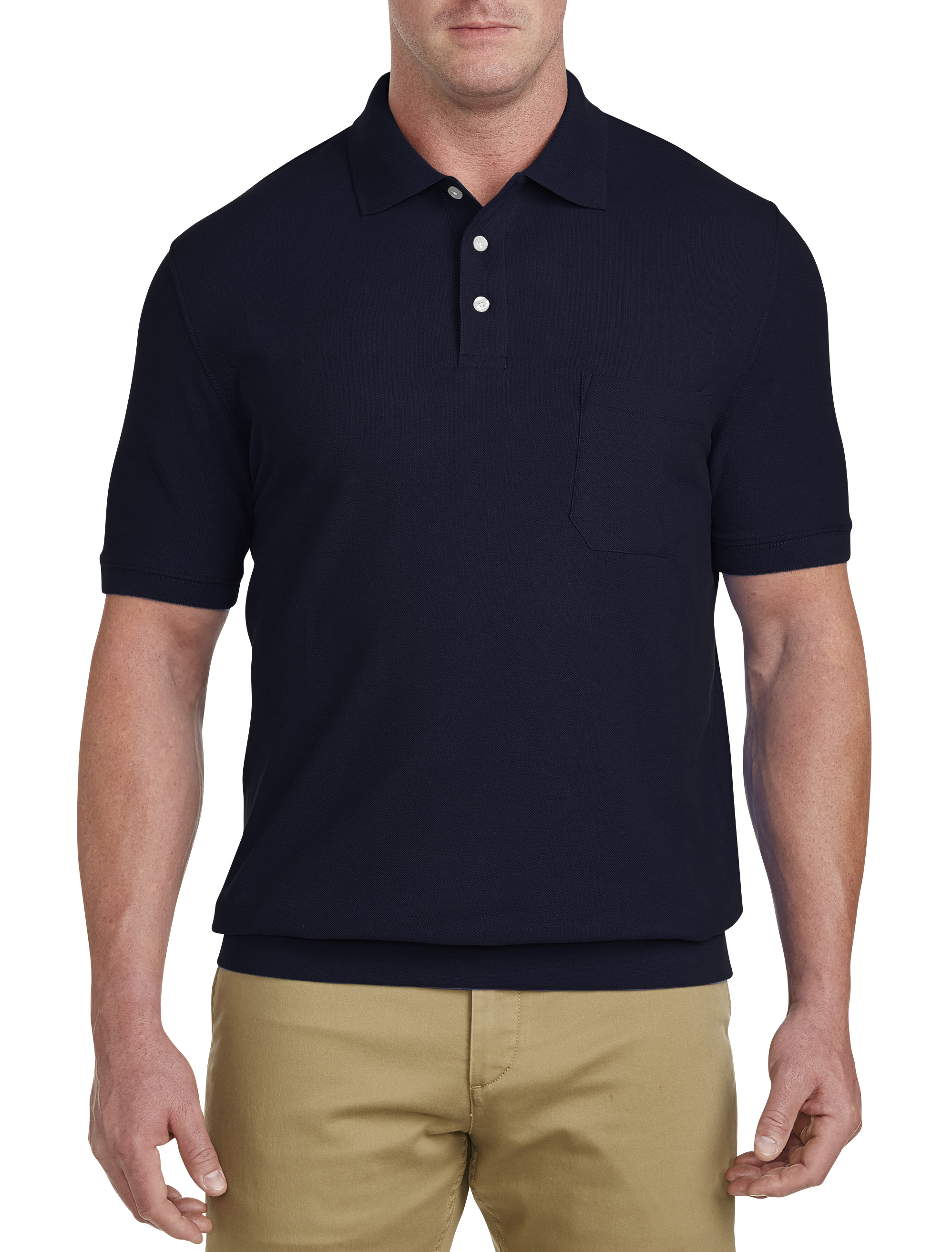 Harbor Bay Banded-Bottom Pique Polo Casual Male XL Big & Tall