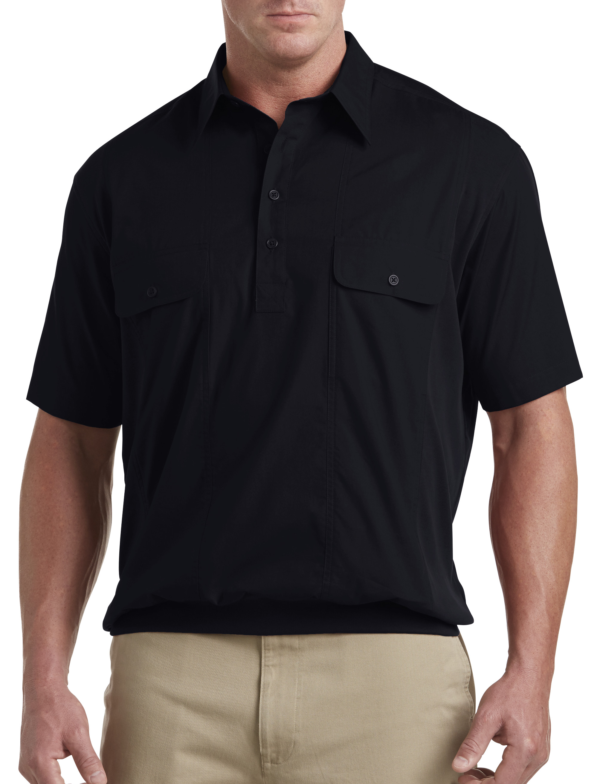 Harbor Bay Short-Sleeve Mesh Panel Banded-Bottom Shirt Casual Male XL ...