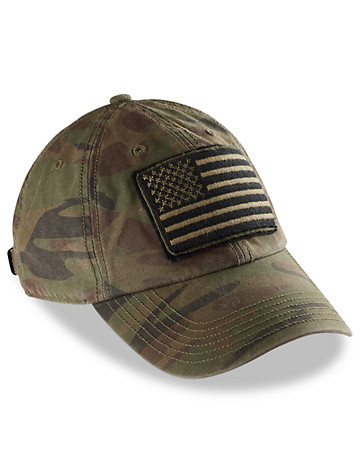 You cant camouflage patriotism. Wherever you are, youre the one cheering your country the loudest, and through it all, this paneled cap matches your fervor with its bold, camo-patterned combination and American flag patch on the front. 100% stonewashed cotton twill camouflage print added to bill and backraised embroidered American flag on front six-panel design features a pre-curved bill self-fabric back fits up to 25 1/4" circumferenceOperation Hat Trick generates awareness and support for the recovery of wounded service members and veterans through the sale of OHT branded merchandise and donates to those organizations that fulfill OHT's mission. Founded at the University of New Hampshire, OHT is dedicated to Nate Hardy and Mike Koch, two Navy SEALS who were killed in Iraq in 2008. Through a partnership with '47 Brand, participating Collegiate Institutions, pro Minor League teams, Leagues, Retailers, and Corporations, OHT is able to help those recovering from unthinkable injuries spo